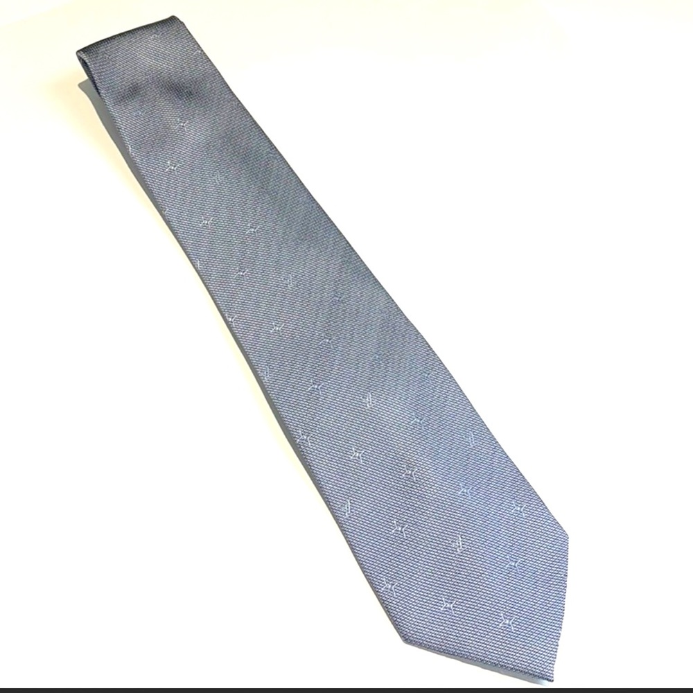 Louis Vuitton Monogram 100% Silk Tie Blue/Grey
